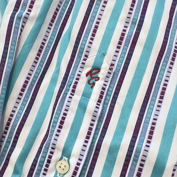 Robert Graham Multicolor Striped Long Sleeve Button-Down Dress Shirt Size 1XL - Picture 7 of 11